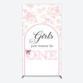 Aperturee - Aperturee Pink Girls Just Wanna Be One Birthday Rectangle Backdrop